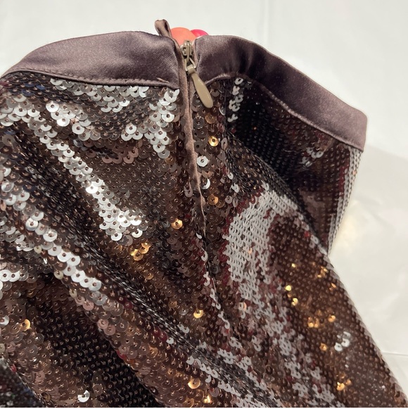 NEW H&M BROWN Sequined PANTS womens Size 14 formal Party Cocktail wide Flowy leg - Picture 9 of 16